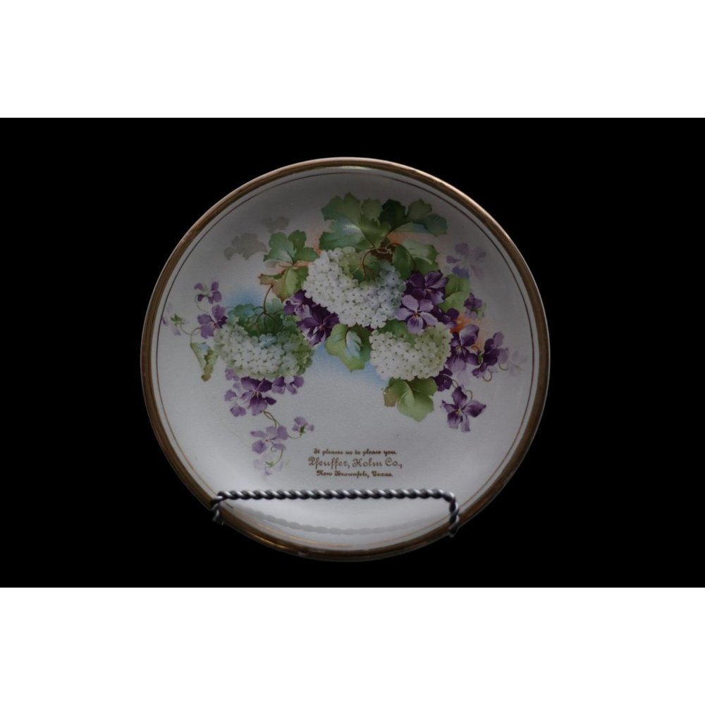 Vintage Floral Plate New Braunfels Texas Pfeuffer, Holm, & Co.